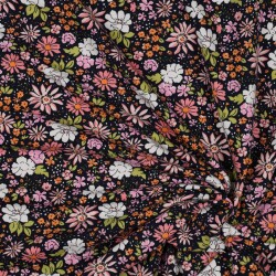 French Terry fleurs - bleu foncé