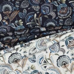 Canvas Digitaal Paisley - gebroken wit/blauw