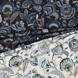 Tela Digital Paisley - bianco sporco/blu