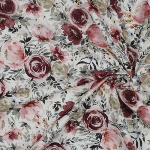 Mousseline Fleurs Digitales - Blanc