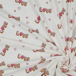 Katoenen jersey Neon Love - wit