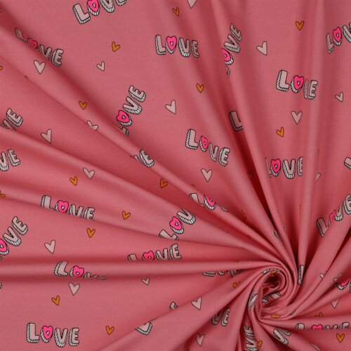 Katoenen jersey Neon Love - roze