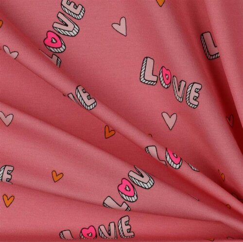 Katoenen jersey Neon Love - roze