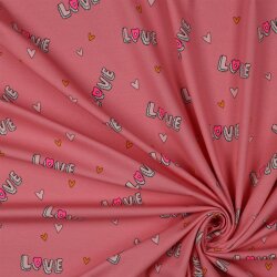 Cotton jersey Neon Love - pink
