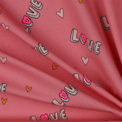 Katoenen jersey Neon Love - roze