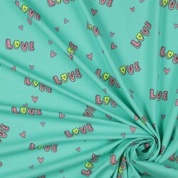 Katoenen jersey Neon Love - mint