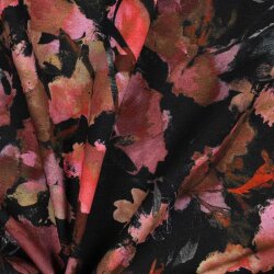Cotton Jersey Digital Flowers - noir