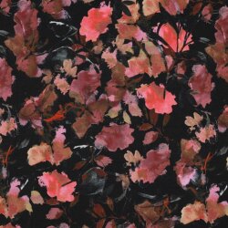 Cotton Jersey Digital Flowers - black