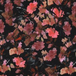 Cotton Jersey Digital Flowers - noir