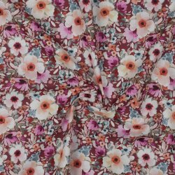 Flores digitales de popelina de algodón - malva