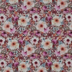 Flores digitales de popelina de algodón - malva