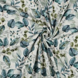 Cotton jersey digital leaves - old white