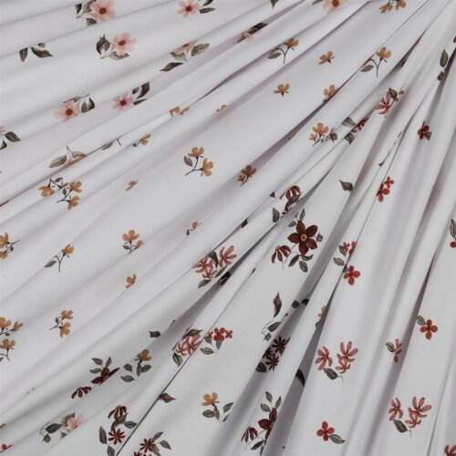 Cotton Jersey Digital Organic Flowers - white