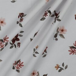 Cotton Jersey Digital Organic Flowers - white