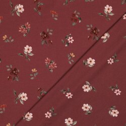 Cotton Jersey Digital Organic Flowers - ruby red