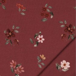 Cotton Jersey Digital Organic Flowers - rosso rubino