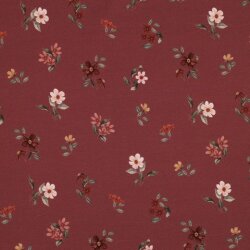 Cotton Jersey Digital Organic Flowers - ruby red