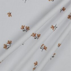 Cotton Jersey Digital Organic Flowers - white