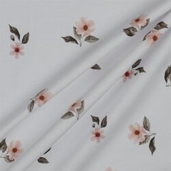 Cotton Jersey Digital Organic Flowers - white
