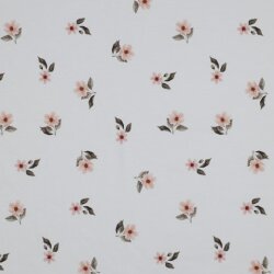 Cotton Jersey Digital Organic Flowers - blanco