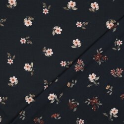 Cotton jersey Digital Organic flowers - dark blue