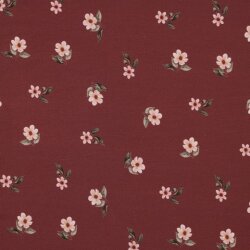 Cotton Jersey Digital Organic Flowers - rojo rubí