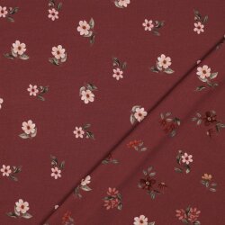 Cotton Jersey Digital Organic Flowers - ruby red