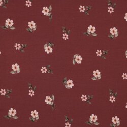 Cotton Jersey Digital Organic Flowers - ruby red