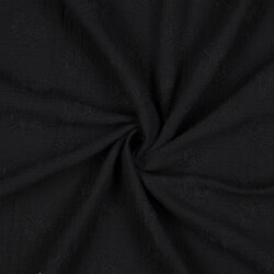 Muslin Embroidered Flowers - Black