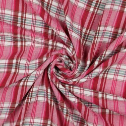 Dubbelzijdige mousseline ruit - roze geruit