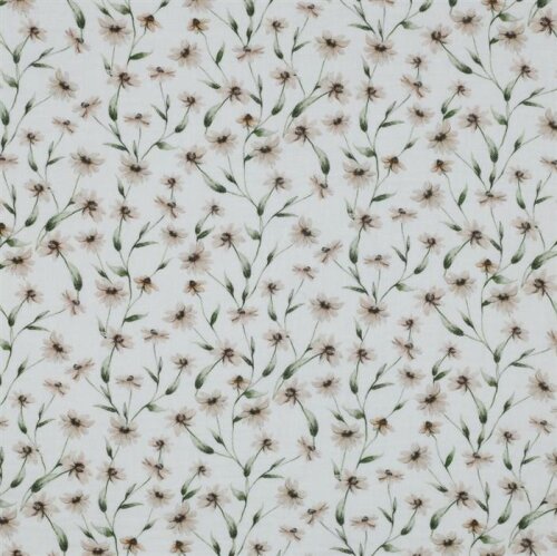 Muslin Organic Digital Sunhat Flowers - bílý