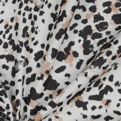 Popeline di cotone con macchie animalier - bianco sporco/beige