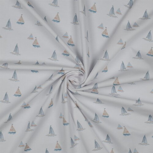 Jersey de coton Digital Organic BOAT - blanc