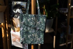 Canvas Digitale Bananenbladeren - linnenlook