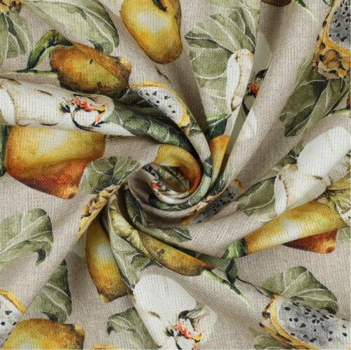 Canvas Digital Citrons - gris clair aspect lin