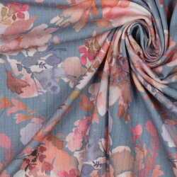 RIB cotton jersey digital leaves - shade blue