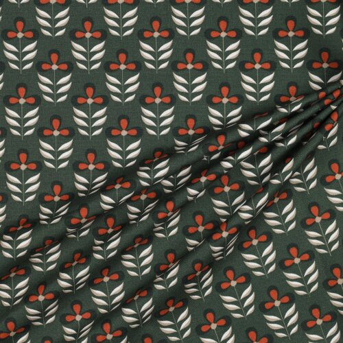 Canvas WATERPROOF flowers - old green