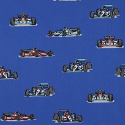 Bavlněné popelínové závodní auto - královská modř