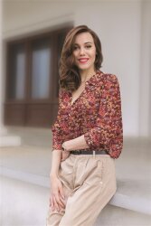 VISCOSE LUREX Petites fleurs numériques - rouille légère