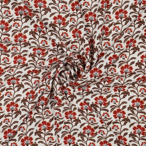 Viskose Popeline Blumen - altweiss