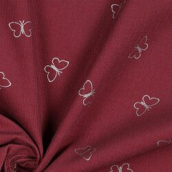 Baby corduroy glitter butterflies - dark burgundy