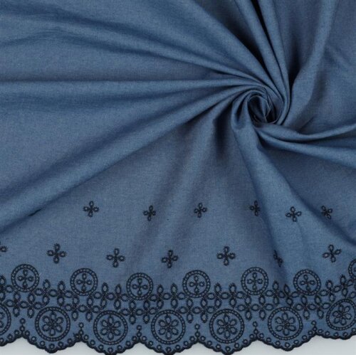 JEANS border embroidered - jeans blue