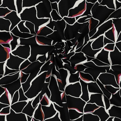 Viskose Jersey Blumen - schwarz