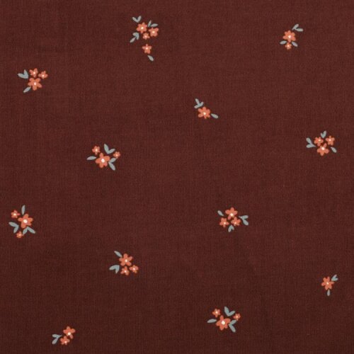 Baby corduroy bloemen - chocolade