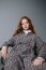 Feincord kleine Blumen - jeansblau