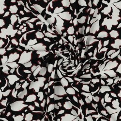 Viskose Popeline Stretch große Blumen - schwarz