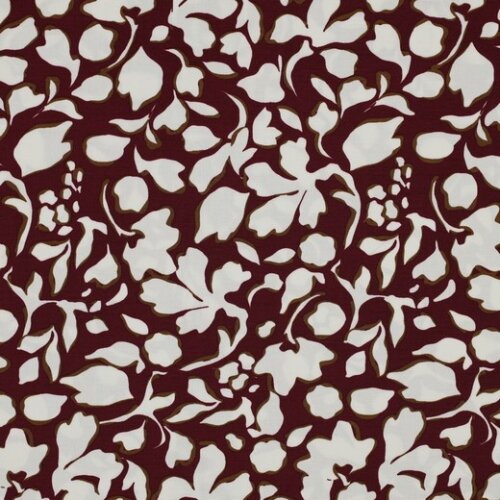 VISCOSE cotton poplin stretch large flowers - dark wine red