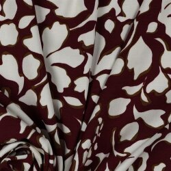 VISCOSE katoen popeline stretch grote bloemen - donker...