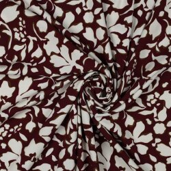 VISCOSE katoen popeline stretch grote bloemen - donker...