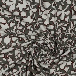 VISCOSE katoen popeline stretch grote bloemen - taupe